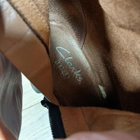 Clarks Indigo Knee High Boots Women 6.5 Black Leather Round Toe Heel Tall Boots - Picture 11 of 13